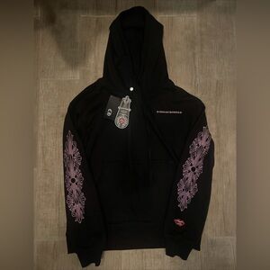 Black and Pink Chrome Heart Men's Hoodie